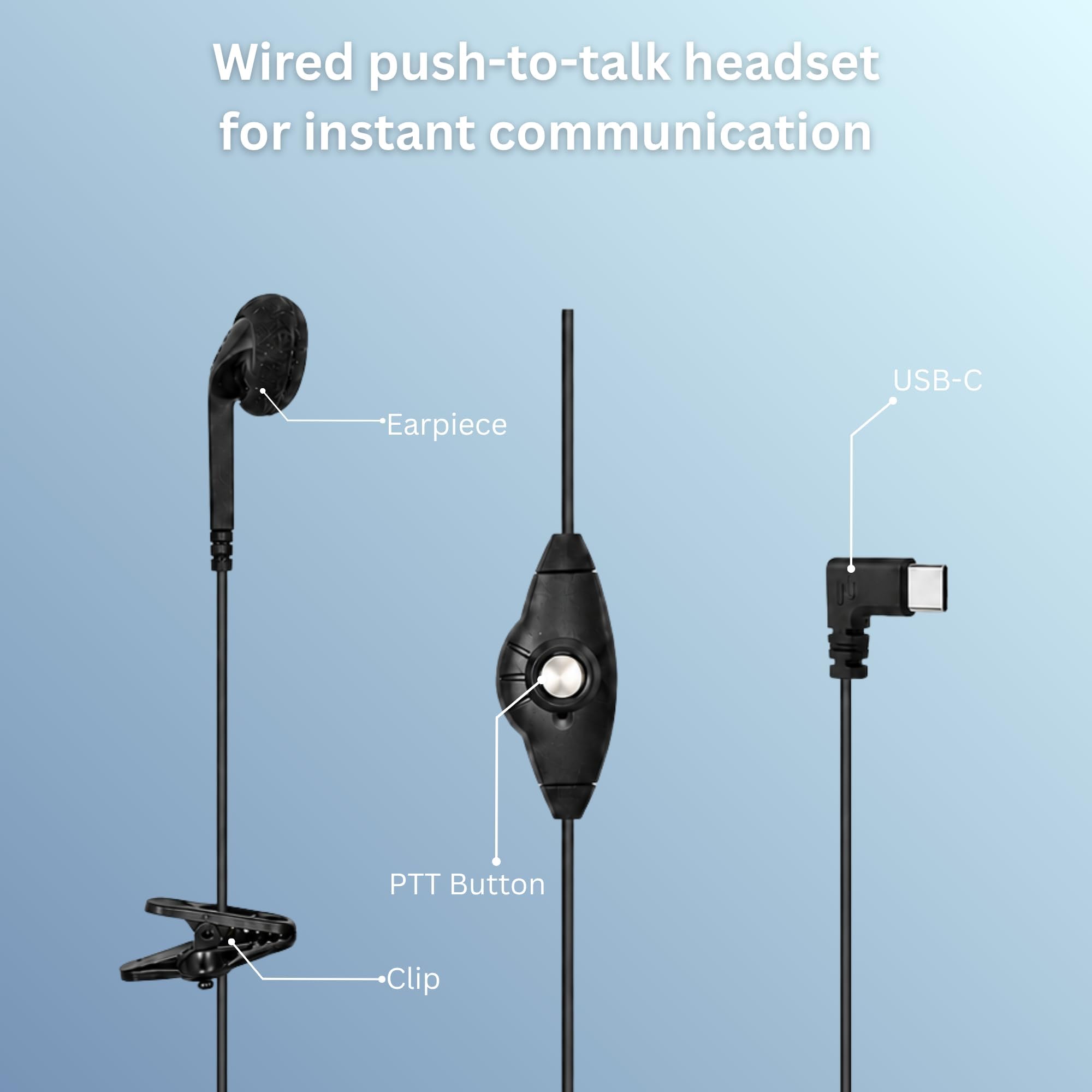 S26 PTT - Auricolari USB C con pulsante PTT e microfono (per team, Zello e altre app Walkie Talkie su smartphone Android/iOS) (confezione da 3)