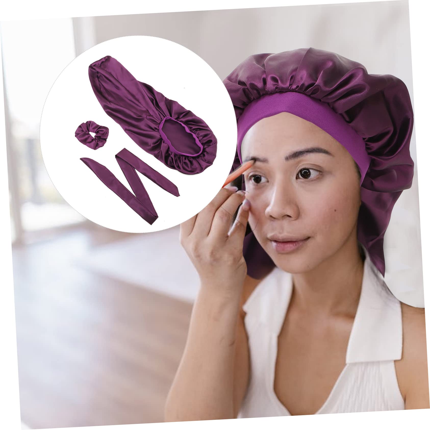Beavorty 3 Set Di Cappelli Pratici Per Avvolgere I in Raso Per Donne Con E Ricci