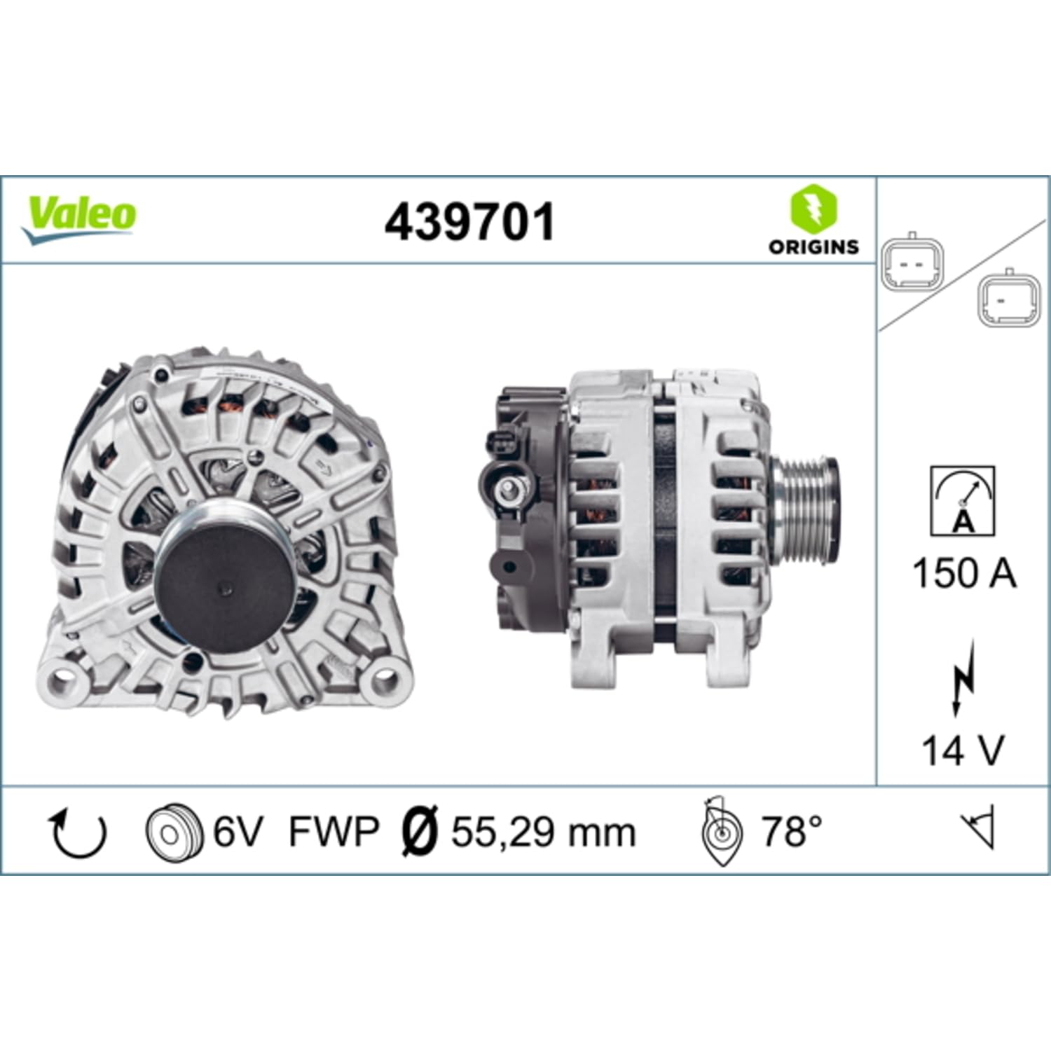 Valeo Alternateur 439701-150 Amp - 6 Stries - 14 V