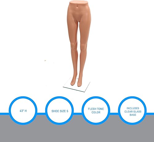 Miniatura 4 de SSWBasics Forma de pata de maniquí de plástico para mujer, altura 43 pulgadas, con base, plástico de medio cuerpo