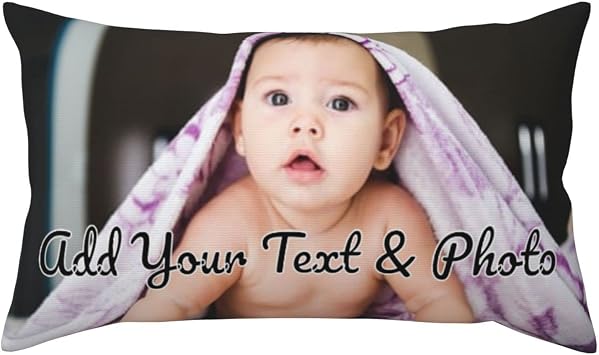 DUNHUANG Custom Pillowcase Personalized Pillow Cover Customized Throw Pillowcases Design with Photo Text Image Gifts for Birthdays Fathers Mothers Day Christmas Anniversaries, 36x20 Inch
