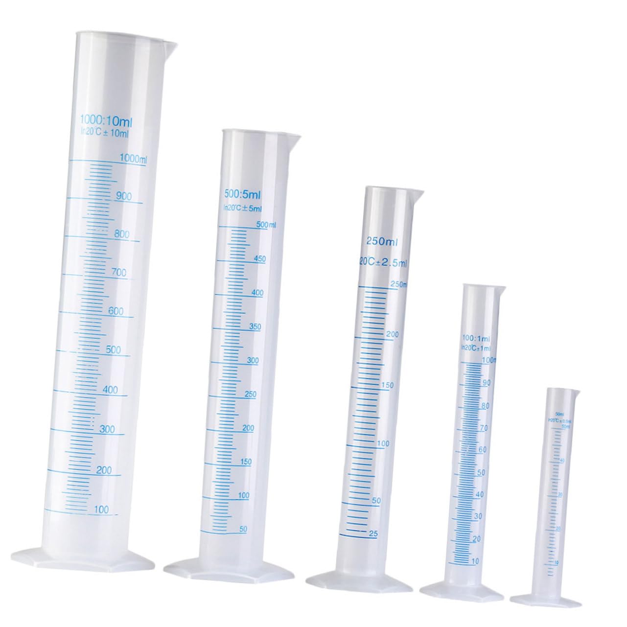 Cabilock 5pièces Cylindre Gradué Plastique Pour Laboratoire Cylindre De Mesure Pratique Et Stable Avec Graduation Claire Pour École Et Expérimentations Scientifiques
