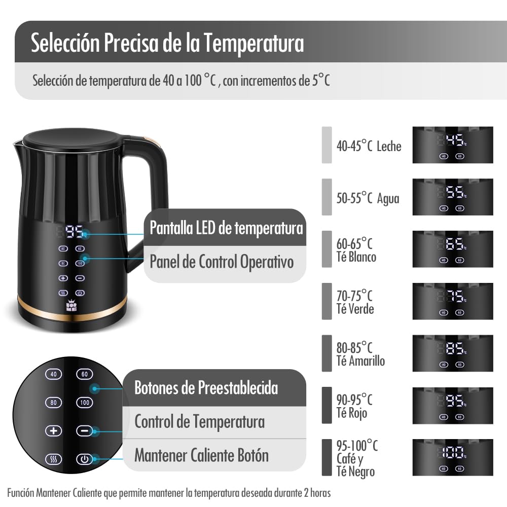 Hervidor De Agua Con Regulador De Temperatura Hervidor Eléctrico