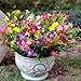 Grunyia 12 Bundles Artificial Flowers Faux Plants Spring Decoration Plastic Plants UV Resistant Shrubs for Home Indoor Outside Garden Window Porch Pots Decoration (Multicolor)