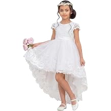 LalaMira Flower Girl Dress High-Low Satin Toddler Dresses A Line Birthday Dress for Wedding Graduation Father Daughter Dance