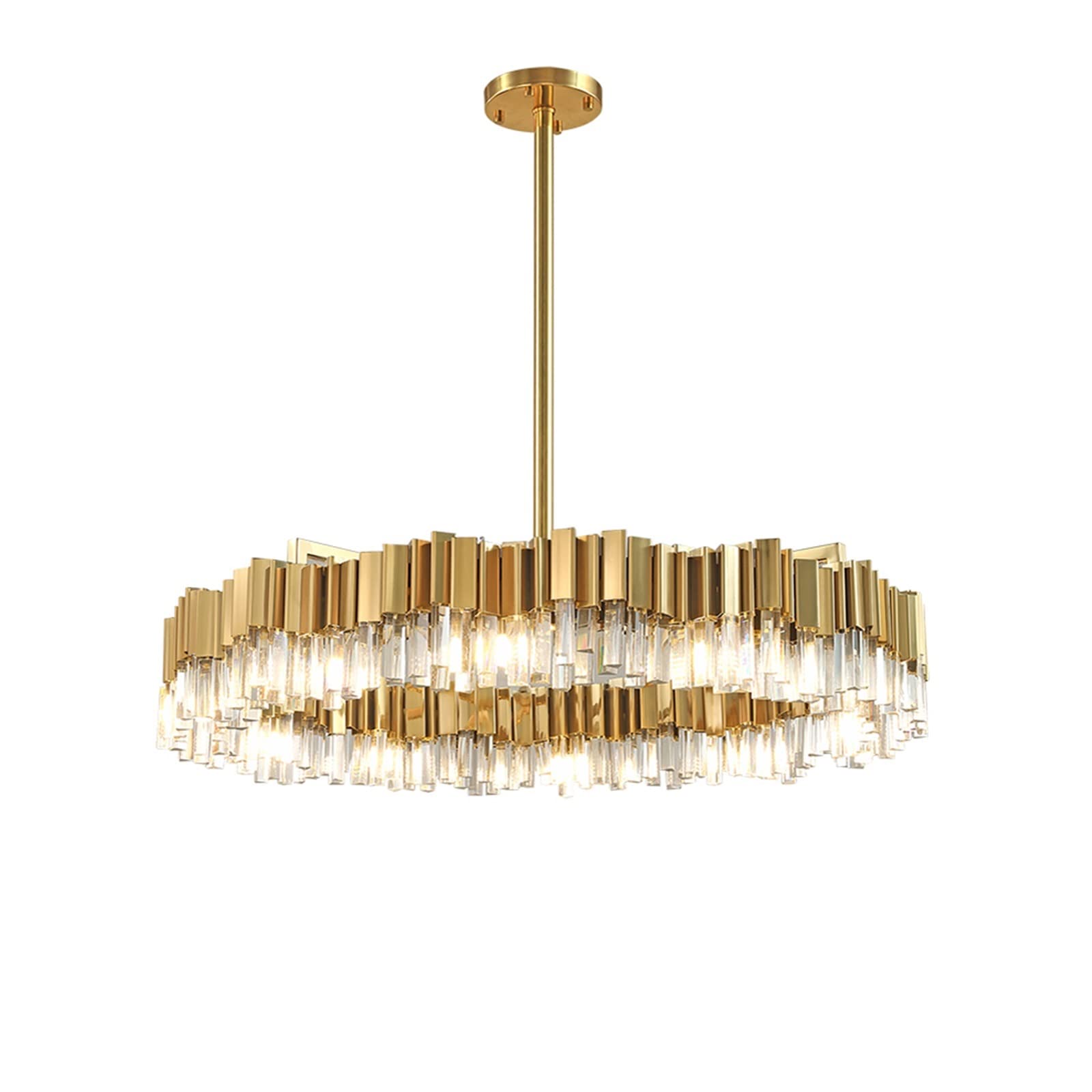 SXECAEPS Modern creative chandelier Crystal LED Postmodern Golden Stainless Steel Round Designer Lighting Lustre Suspension Luminaire Lampen for Foyer(Round 60cm) (One Color