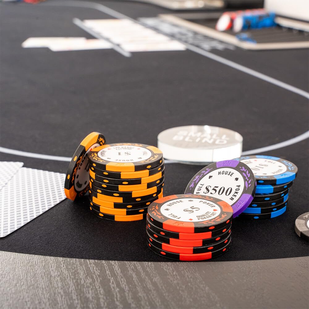 Home Deluxe - Pokertisch Flush - inkl. 8 Stühlen, Pokerkoffer, mit LED Beleuchtung und Getränkehalter, für bis zu 9 Personen I Spieltisch Poker Tisch