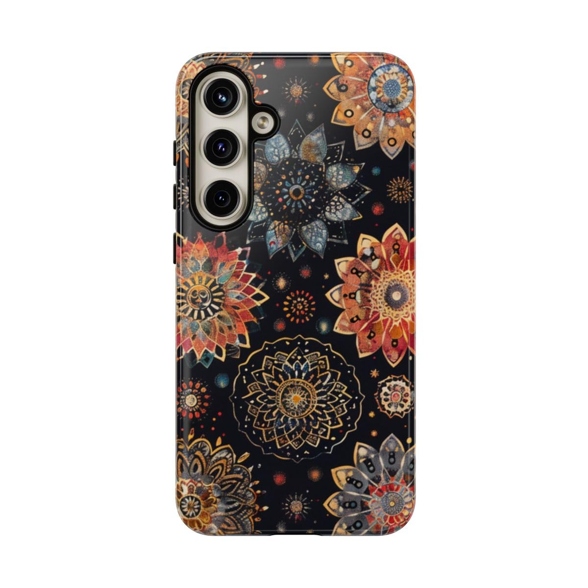 Coque Samsung Galaxy S24 Plus rigide mandala noir protégeant des chocs - 5