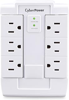 CyberPower CSB600WS Surge Protector, 900J/125V, 6 Swivel Outlets, Wall Tap, White, UL Listed