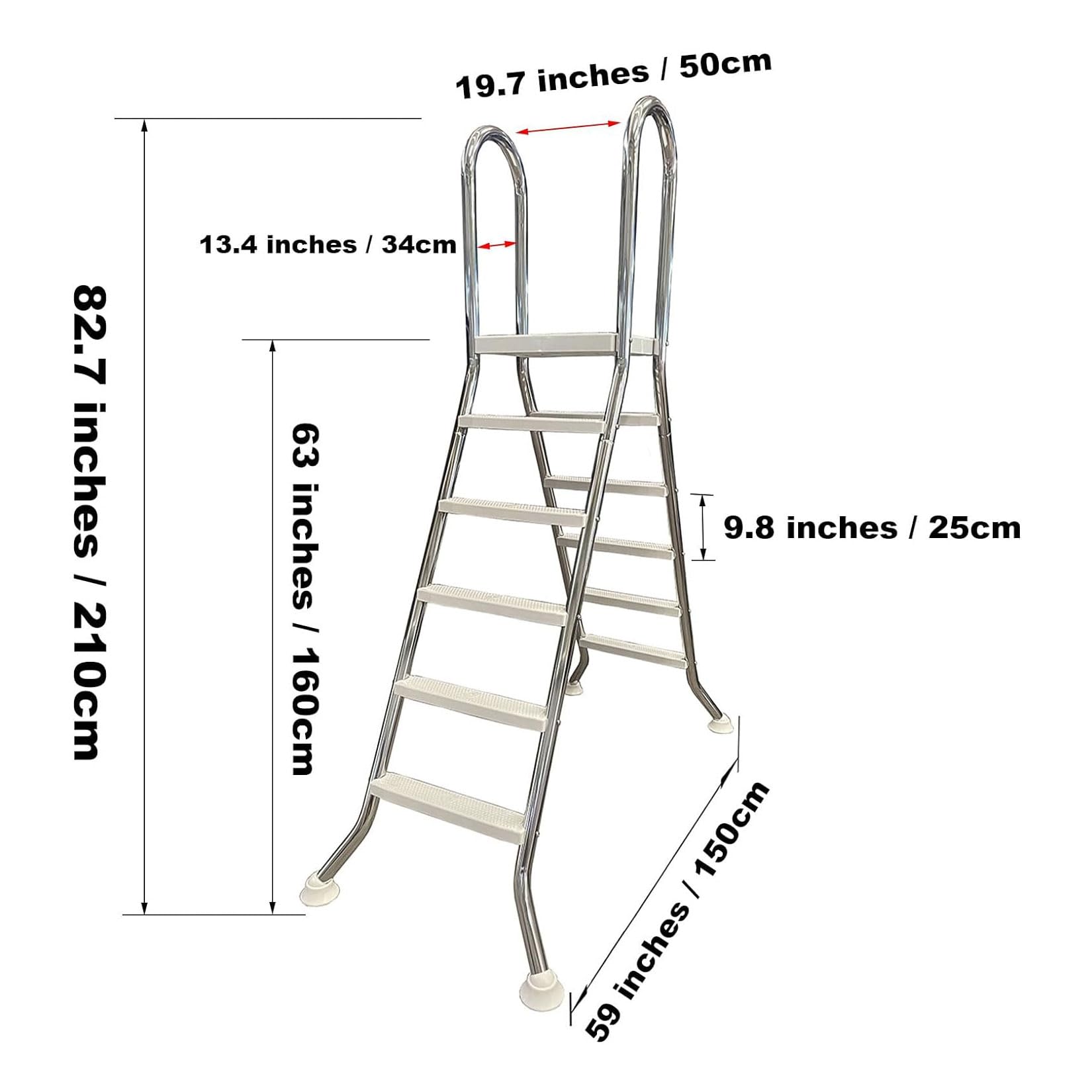Scala per piscina fuori terra resistente, 2-5 gradini con piattaforme antiscivolo, carico massimo 226,8 kg, 132,1 cm, scala di sicurezza per piscina
