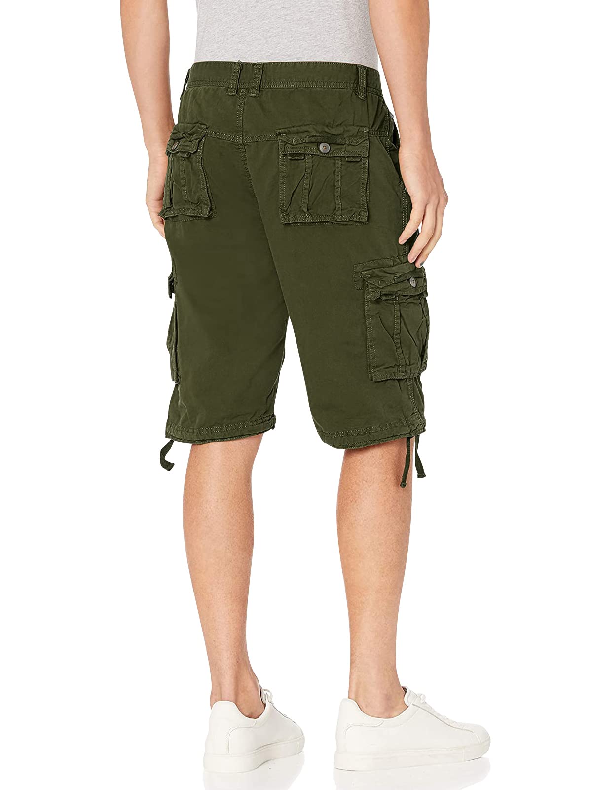 Homme Short Cargo de Combat en Coton Bermuda Décontracté avec Poches Multiples Taille Loose Shorts Casual Idéal pour Travail ou Extérieur Eté