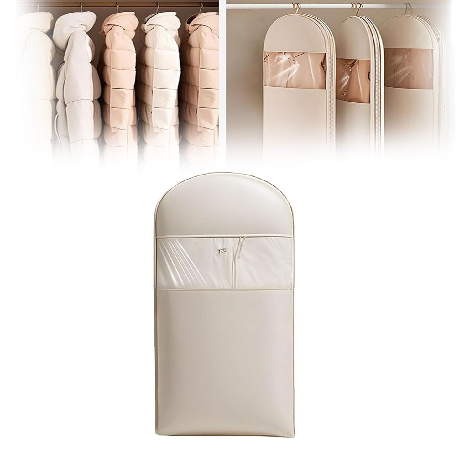 2025 Space Saving Hanging Garment Bag with Self Compression Zipper Transparent Visibility Space Saving Hanging Protector for Down