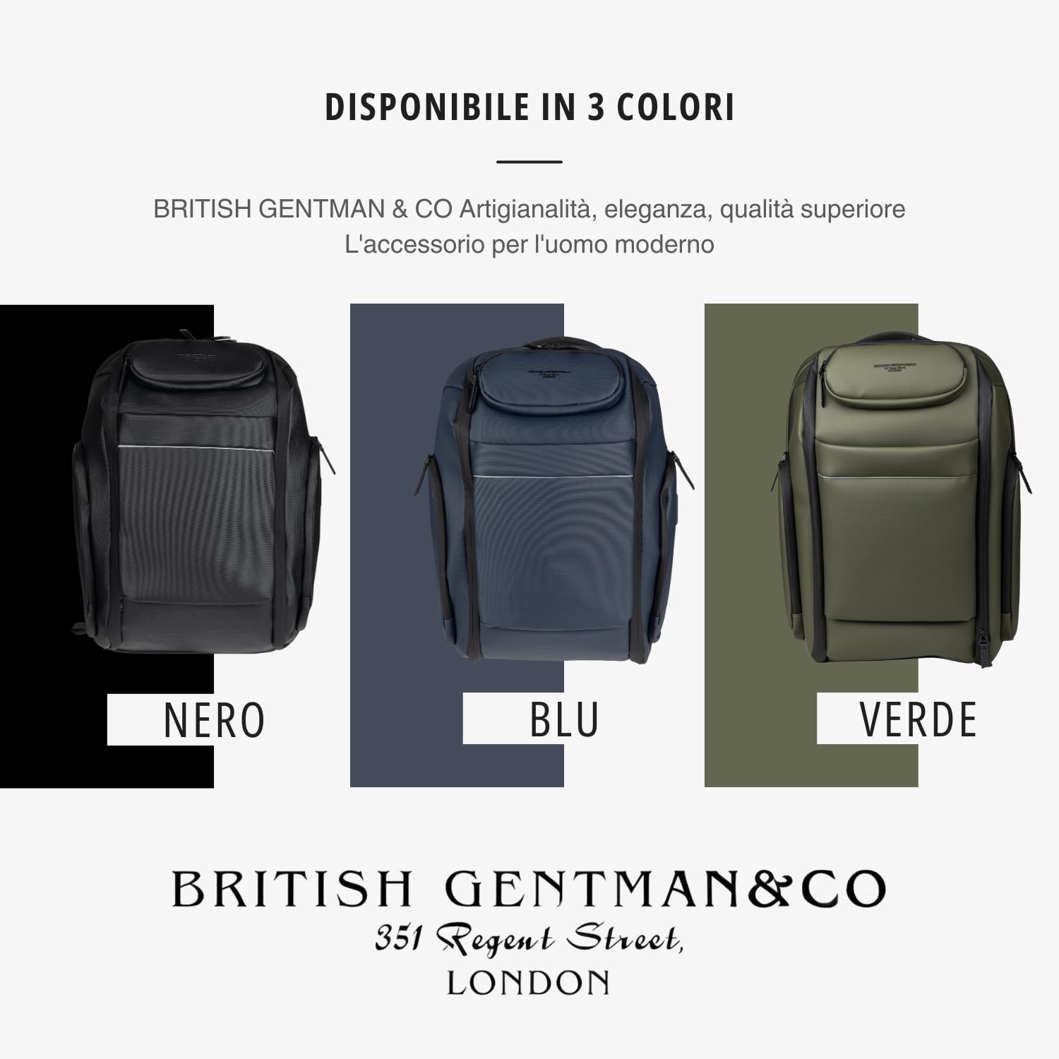 British Gentman & Co | Zaino Business Uomo Lavoro e Università Impermeabile con Porta USB e Scomparto PC Portatile da 15,6 fino a 17 Pollici – Zaino Computer Professionale per Ufficio e Viaggio