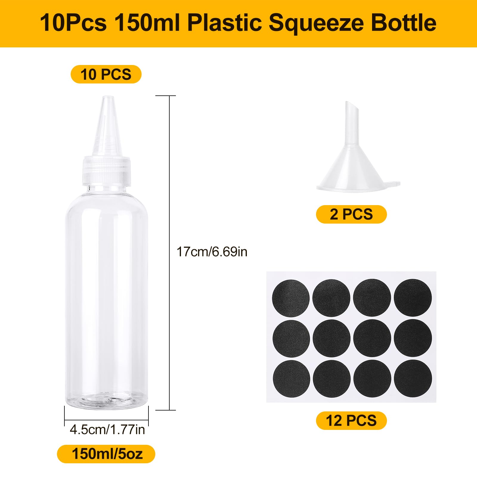 Amentalove 10PCS 150ml Squeezy Bottles with Nozzles, Small Squeeze Bottle, Squeezy Sauce Bottles - Image 2