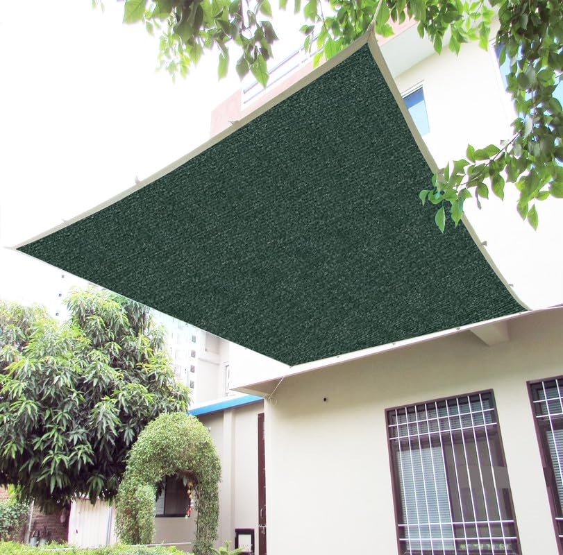 FREXXA- HDPE Fabric Cotton Webbing Sun Shade Sails Shade Net 90% Protection from Sun & UV Rays Ideal for Car Parking, Outdoor Garden, Balcony, Patio, Dark Green Color (10 Ft x 6 Ft) Pack of 1 Piece-image-18