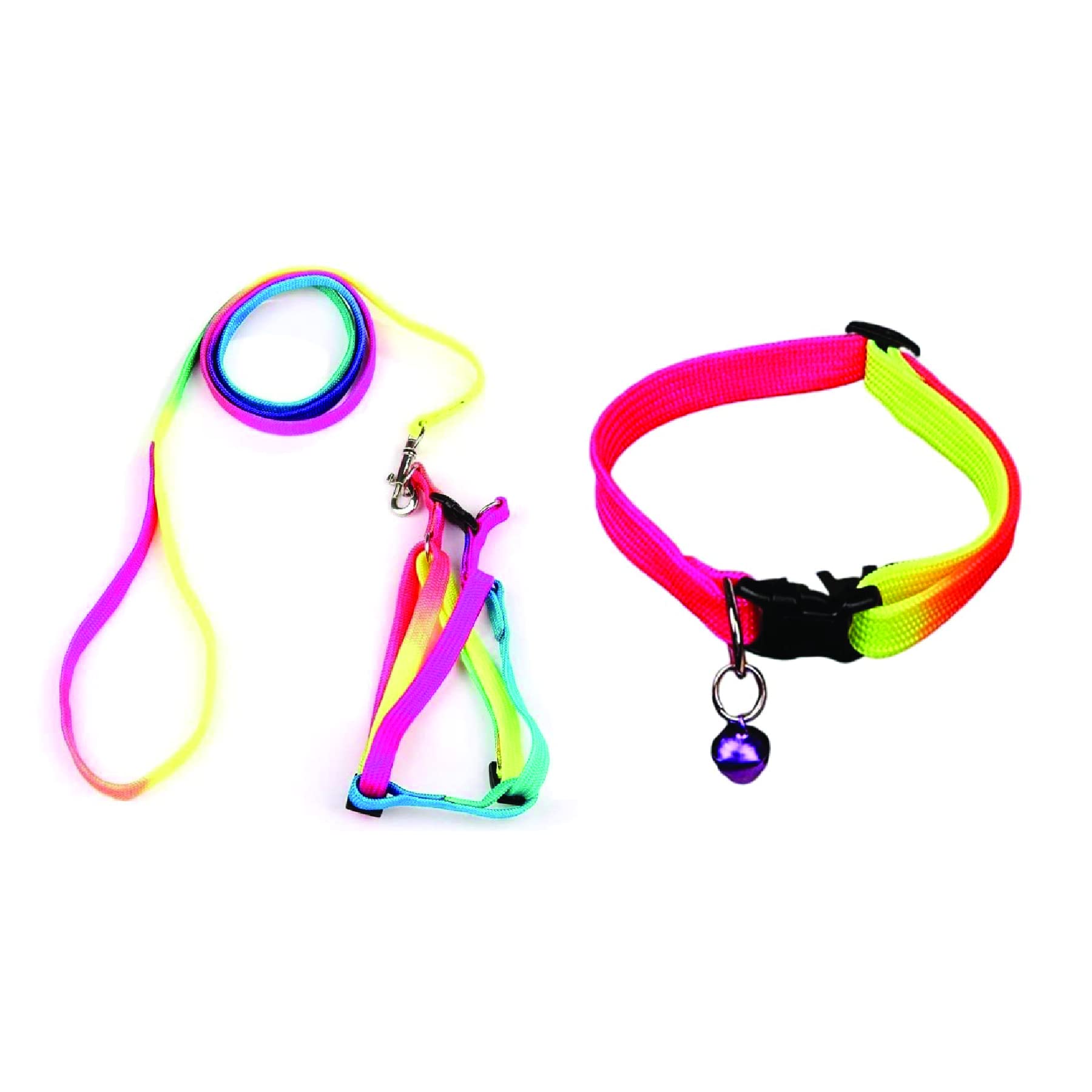 Pets Empire Colorful Cat Collar with Bell, Adjustable Rainbow Collars + Colorful Pet Cat Puppy Collar Harness Leash Soft Walking Harness Lead Colorful and Durable Traction Rope Nylon 120cm (B09JP4RWBJ) Amazon Price History, Amazon Price Tracker