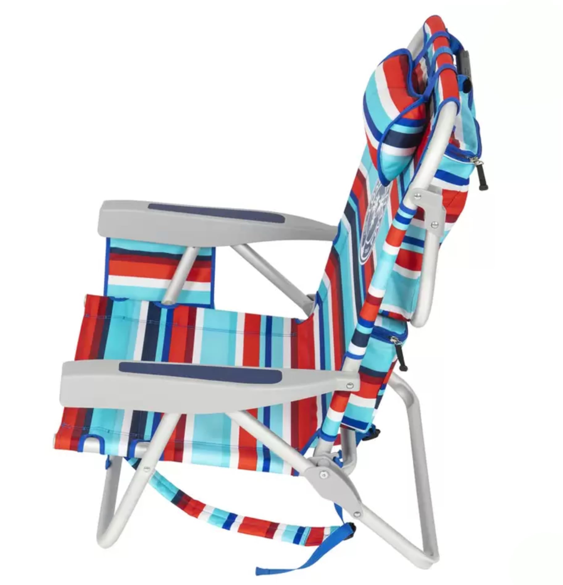 Tommy Bahama Sedia da Spiaggia Zaino Modello 2025 – Pieghevole, Regolabile e Leggera | 5 Posizioni | Design Tropicale | Struttura in Alluminio | Righe Rosse/Verde Acqua