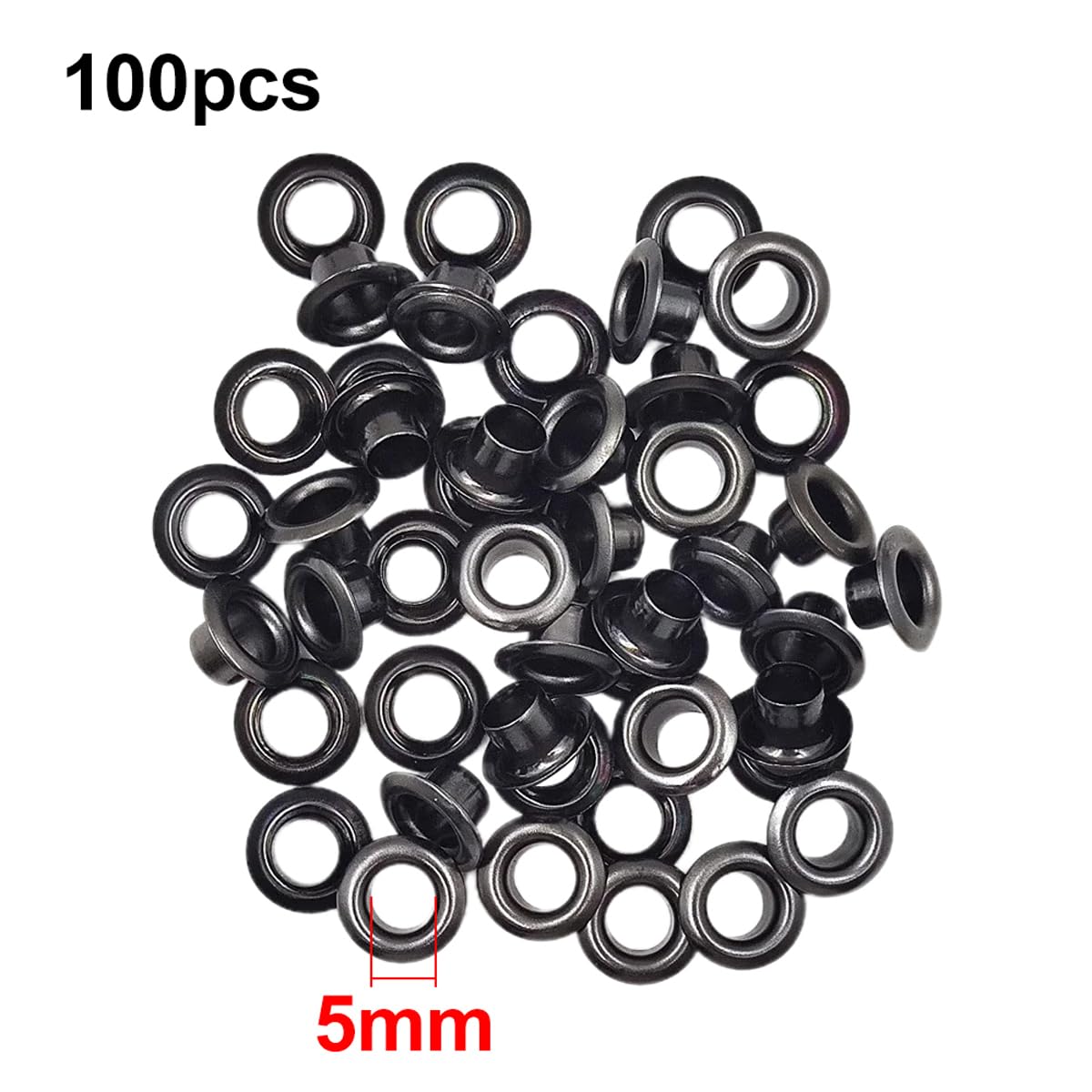 homeemoh 100pcs Round Metal Eyelets, 5mm Hole Self Backing Eyelets Grommet Kit for Leather Crafting, Clothes, Shoes, Bags, Scrapbooking Hole Punch