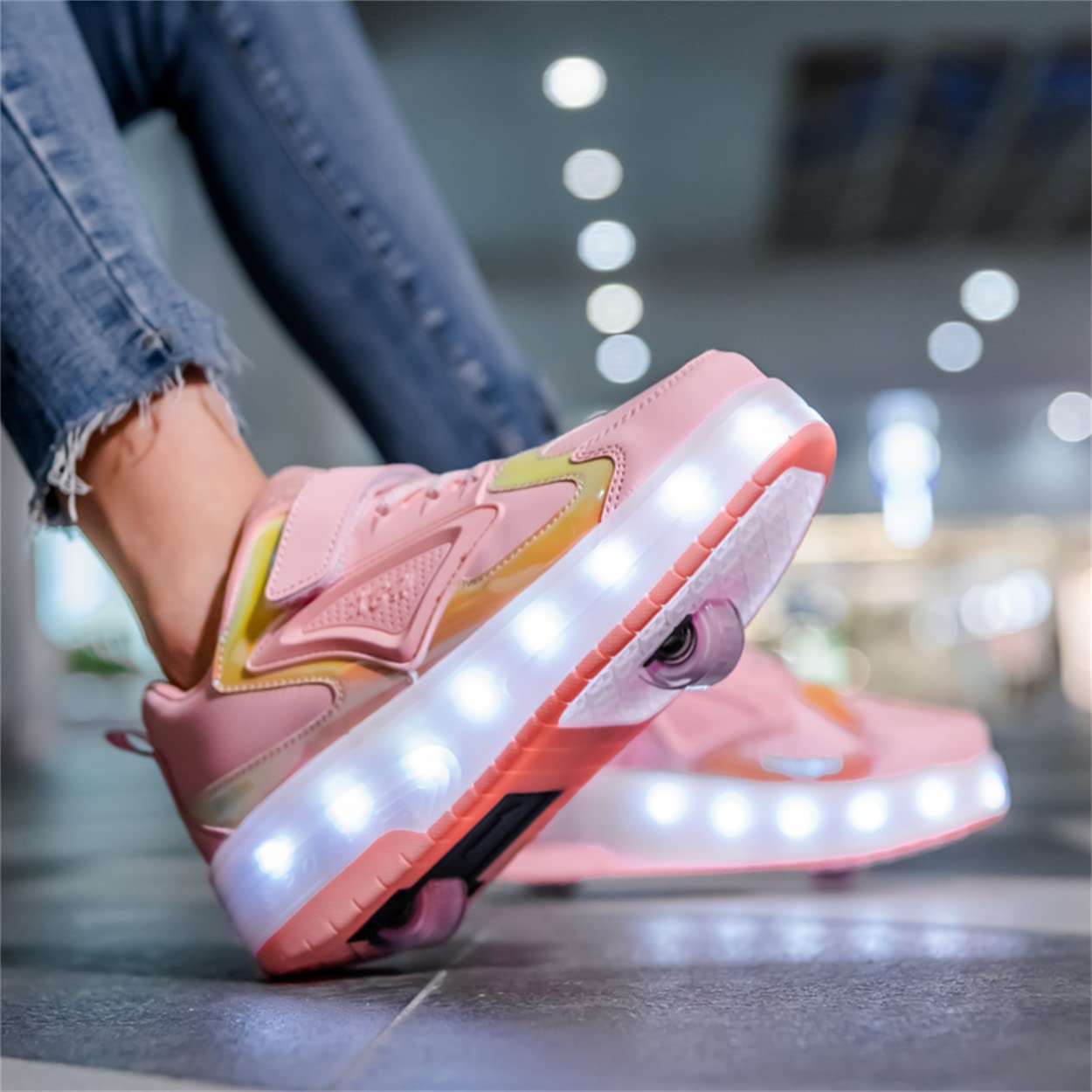 Junge Mädchen Schuhe Kinderschuhe mit Rollen LED Leuchtend Schuhe Outdoor Sportschuhe Blinkschuhe Skateboardschuhe Sneaker Geburtstage, Feiertage