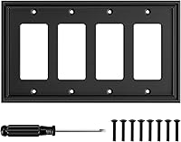 Vista 18 de Placa Decorativa Moderna Negra para Interruptor de Luz, Cubiertas de Tomacorriente Decorativas, Placas de Interruptor Basculante, Material de Fibra