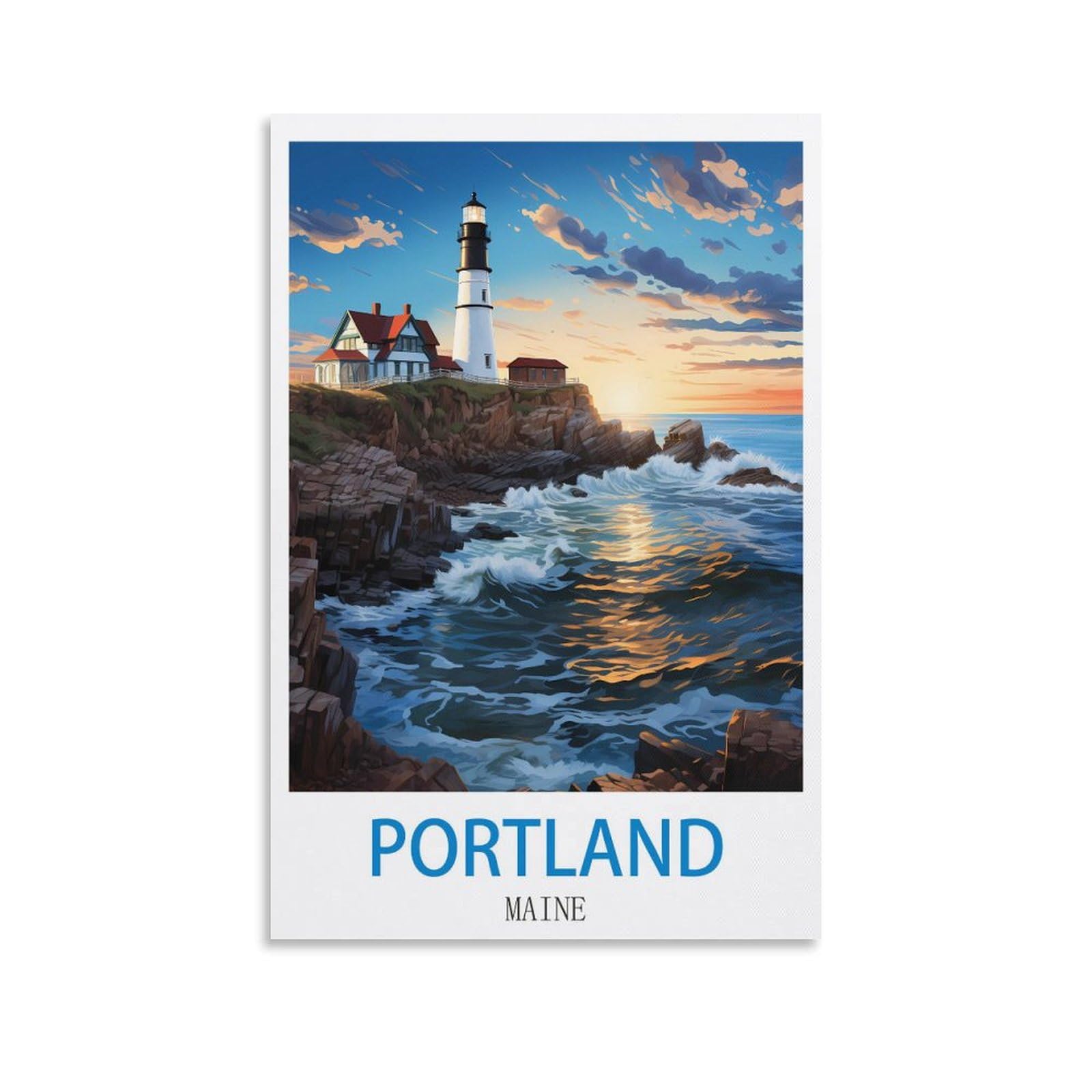 Ndoud Unframe-Style Portland Maine Vintage Travel Posters 08X12inch(20X30cm) Wall Art Picture Print Canvas Painting For Living Room Home Decor