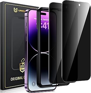 [2 Pack] UniqueMe Privacy Anti Spy Screen Protector Compatible for iPhone 14 Pro Max 6.7-Inch, 9H Tempered Glass Anti Glare Full Coverage Film [Easy Installation Frame] [Anti-Scratch] [Bubble Free]