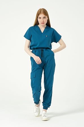 Pratik Medikal Likralı Kargo Cep Jogger Paça Doktor Hemşire Forması Tek Alt Unisex