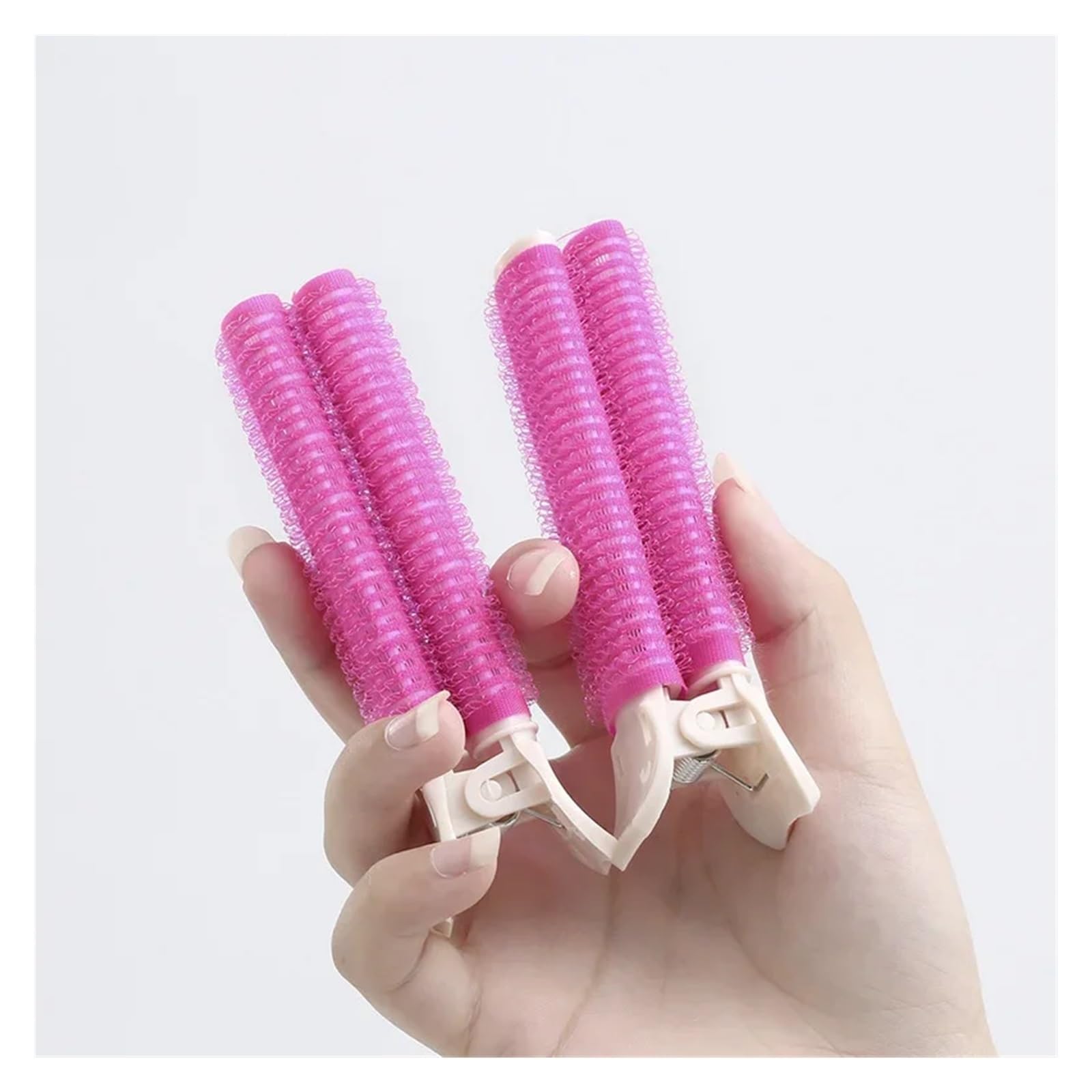 Lot de 2 pinces à cheveux paresseuses - Cheveux en forme de racine duveteuse - Épingles à cheveux - Frange à friser - Rose rouge
