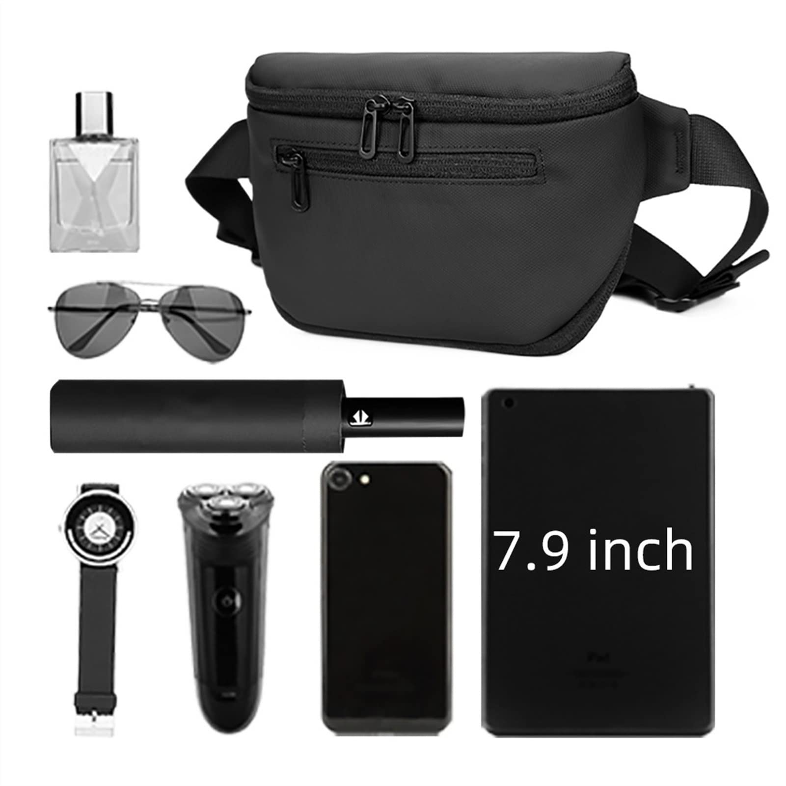 Męska torba crossbody nerka torebka torba na talię bieganie jazda na rowerze plecak podróż telefon ramię pas biodrowy torebka dla mężczyzn, Czarny, Jeden rozmiar