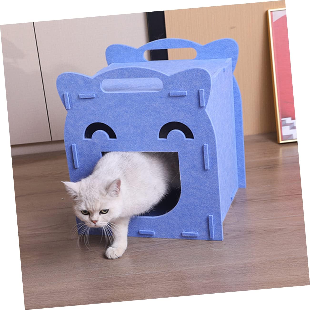 BESPORTBLE Comfortable Cat Scratching House Multi Function Felt Cat Bed Washable Secure and Breathable Design for Cats and Small Dogs Easy Assembly