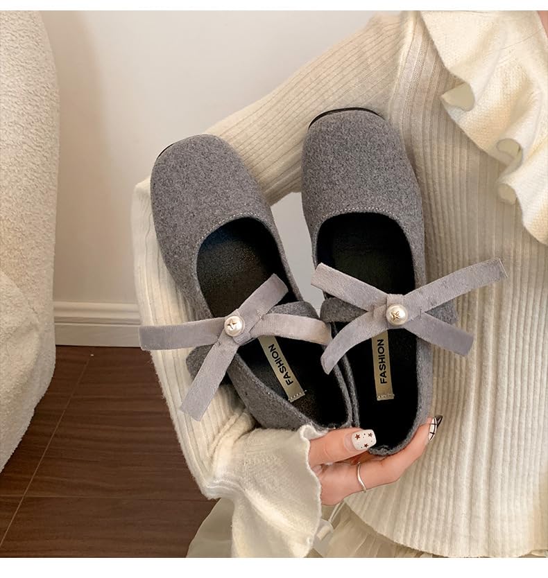 Women's Fashionable Bowknot Design Suede Flat Shoes, Casual Comfy Comfort Comfortable Round Toe Cute Shoes for Daily Wear, Ballet, Lightweight Breathable for All Seasons2