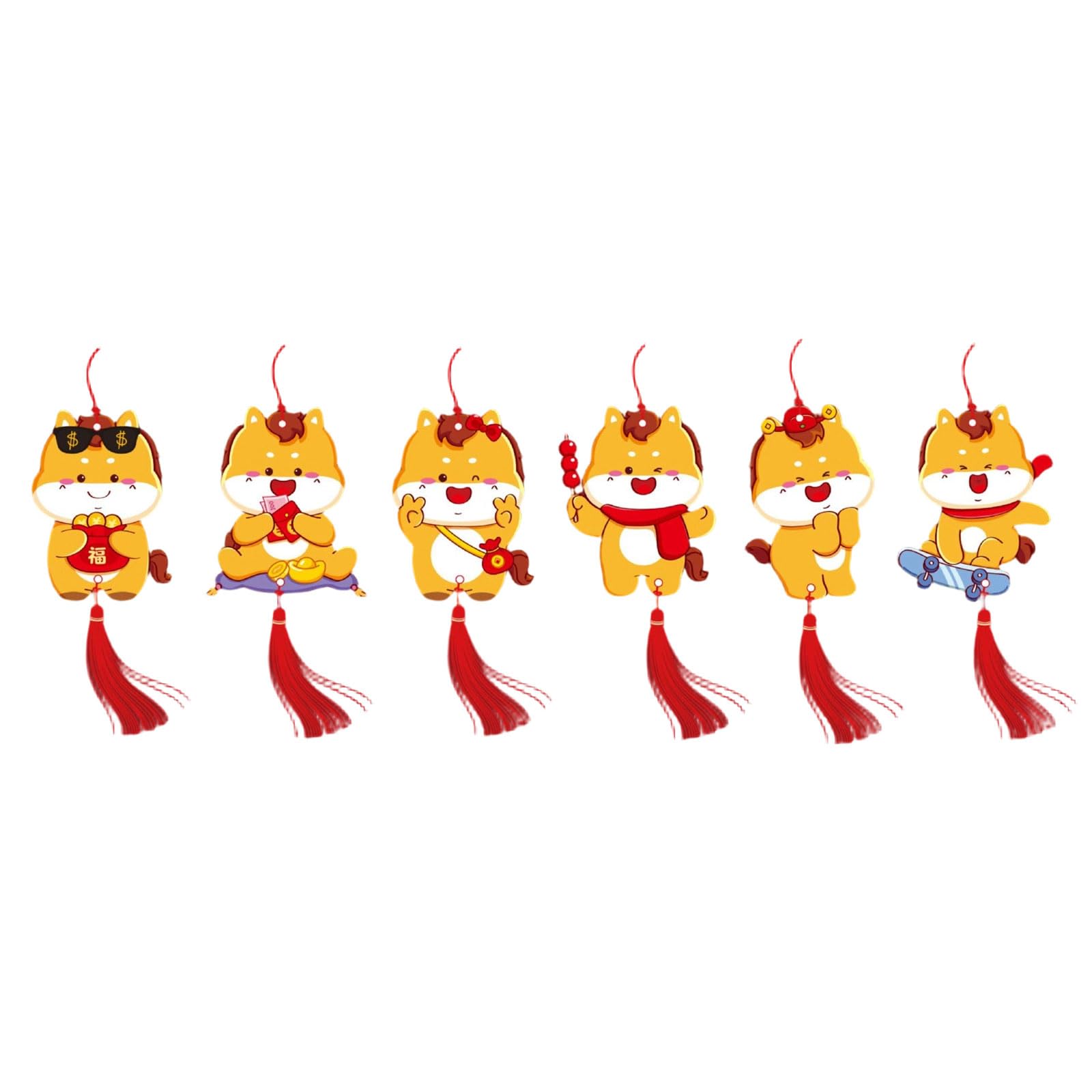 Kalttoy 6pcs Horse Theme Celebration Ornament with Gold Foil for Wall Hanging Decorations Festival Accessories Hanging Ornament