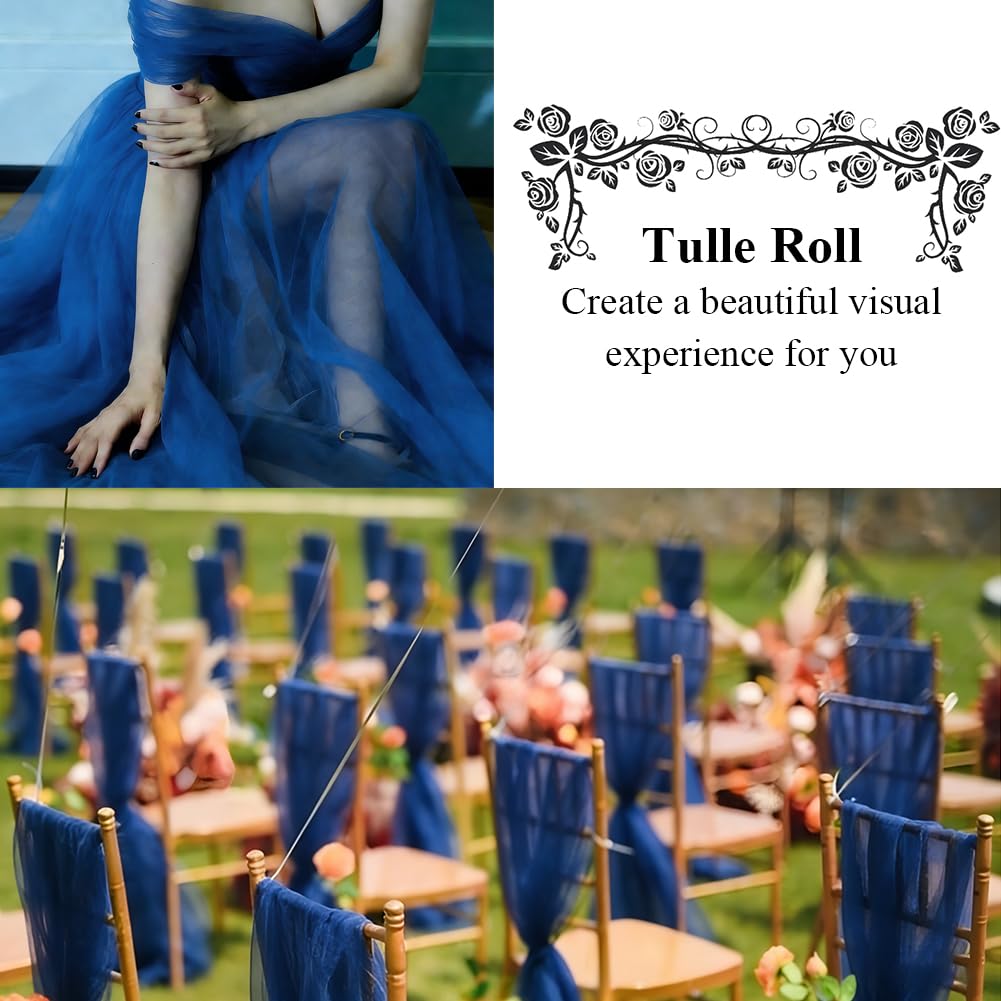 IVEOPPE Rotolo Di Tulle Blu Scuro, 30 Cm X 91,4 M (100 Yard), Per Matrimonio, Tutù, Gonna, Runner Da Tavolo, Decorazione