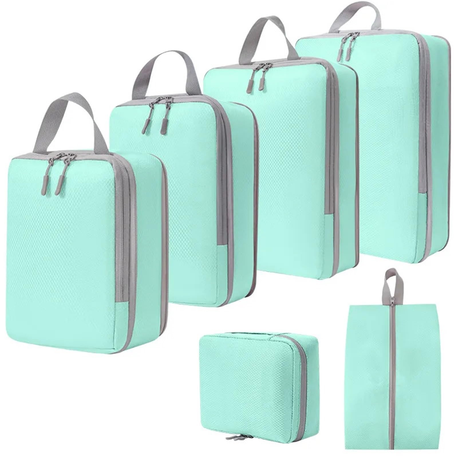 Travel Storage Bag Compressible Packing Cubes Foldable Waterproof Suitcase Nylon Portable With Handbag Luggage Organizer for Suitcases(Light blue)