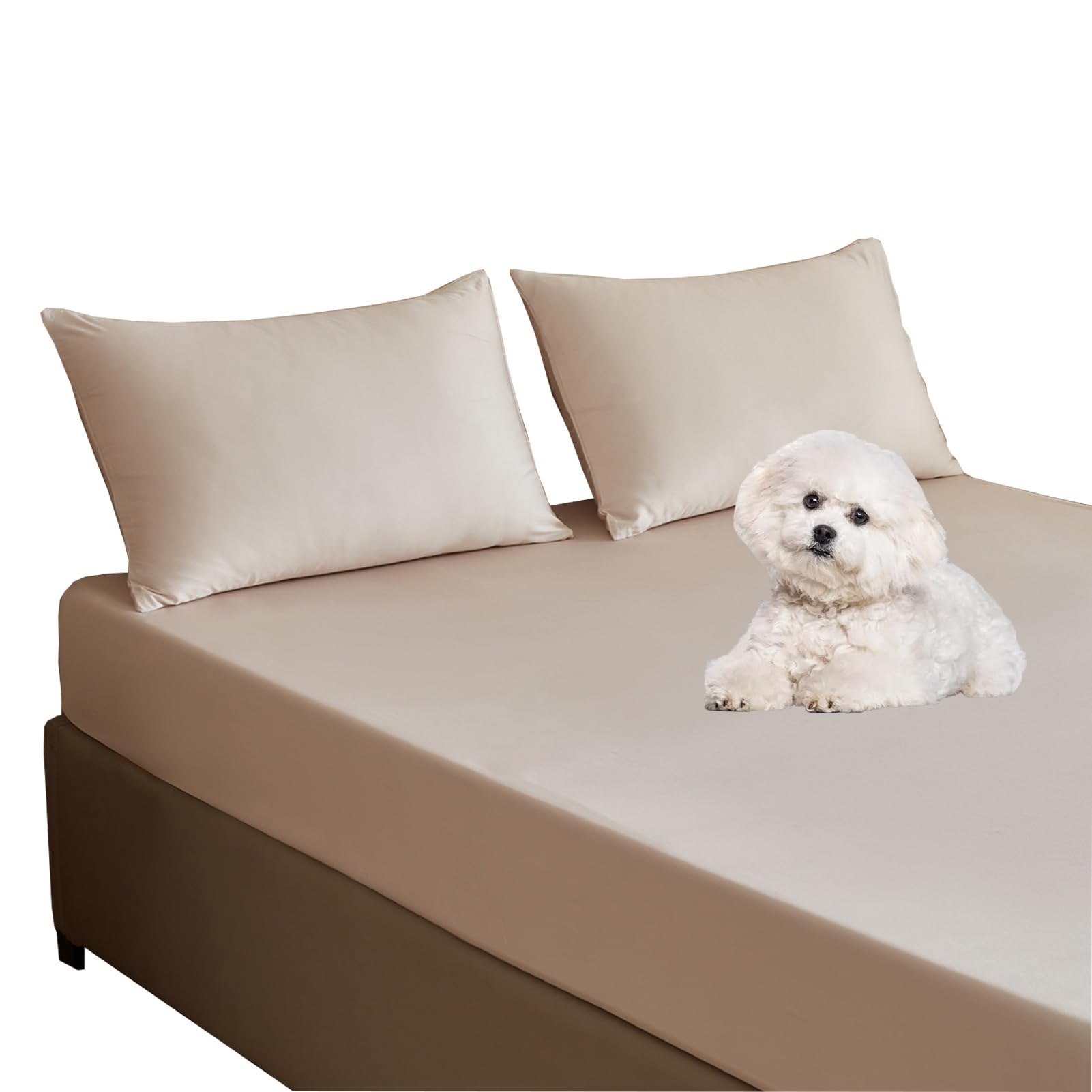 Protector de Colchón Bambú, Funda de Colchón, Funda Colchón Confortable y Antiácaros, Suave y Delicado, Transpirable, Antibacteriano, Hipoalergénico (Marrone Latte,150 × 200 cm)