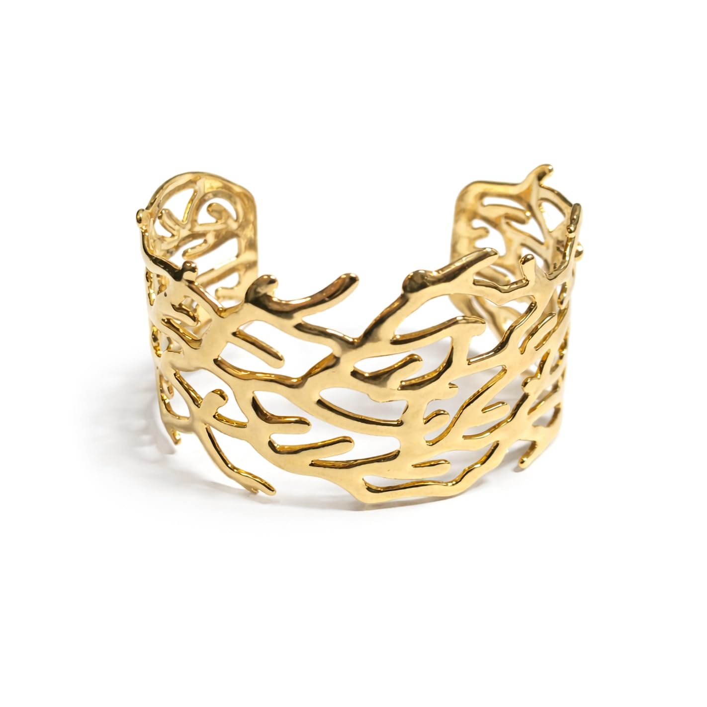Only faith Brazalete Tipo Cuff para Mujer, Acero Inoxidable con Baño de Oro 18K, Hipoalergénico, Ajustable, Resistente al Agua
