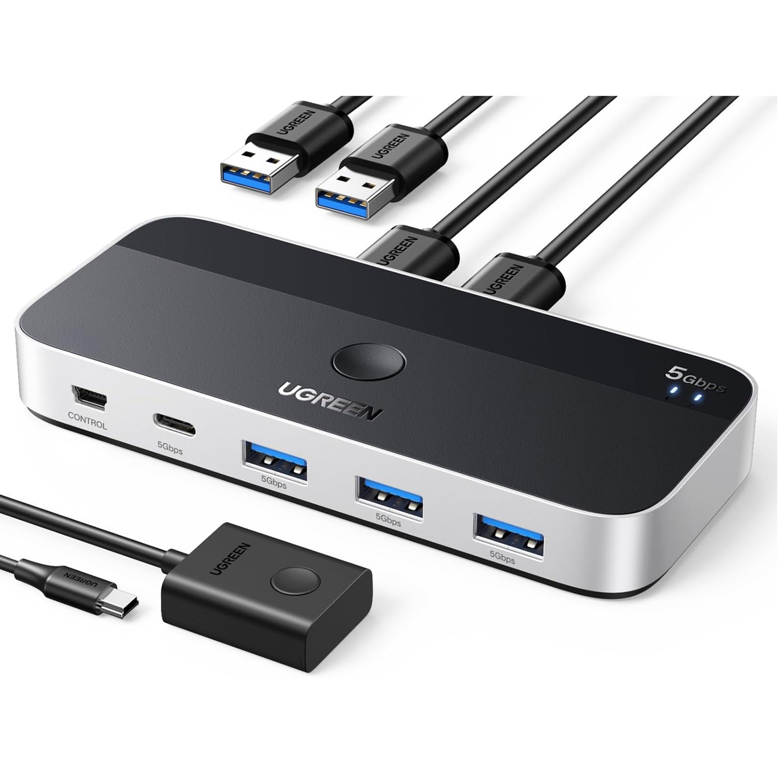 USB 3.0 Switch -Switcher Sharing Keyboard and Mouse, USB Switch Hub for Two Computers with 2 USB3.0 Cables and Controller-image-30