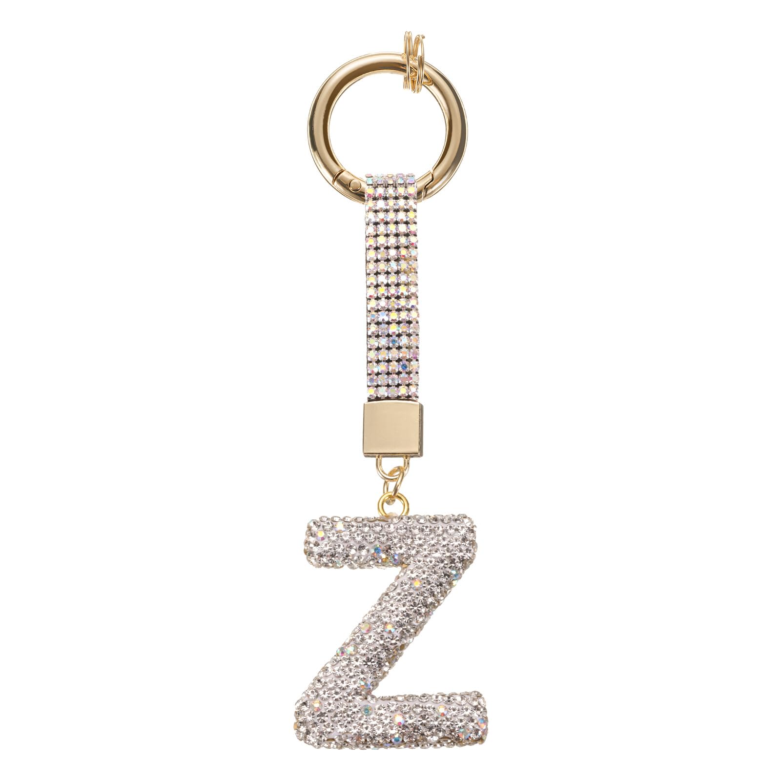 sourcing map Alphabet Z Letter Bag Charm Rhinestone Initial Alphabet Letters Charm Accessories for Keychain Bracelet Wristband Necklace Jewelry Making Bags, White