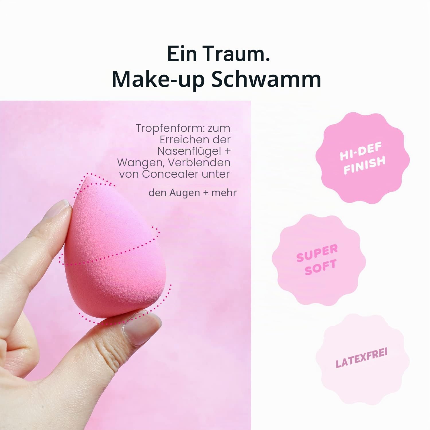 Miss A Aoa Collection Make-up Schwamm Set Makeup Blender Latexfrei und High Definition Set von 6 Makeup Blender für Puder, Creme und Flüssigkeit, Super Soft Wonder Blender Beauty Cosmetic Tool
