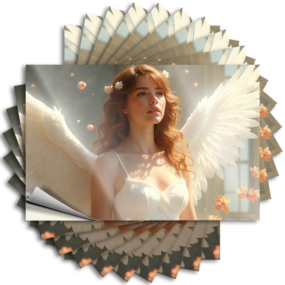 Farmhouse Outdoor Decor Heavy Quote - Angel with White Wings and Flowers. Removable Decal Bumper Easy Peel for Girls(8X12CM)