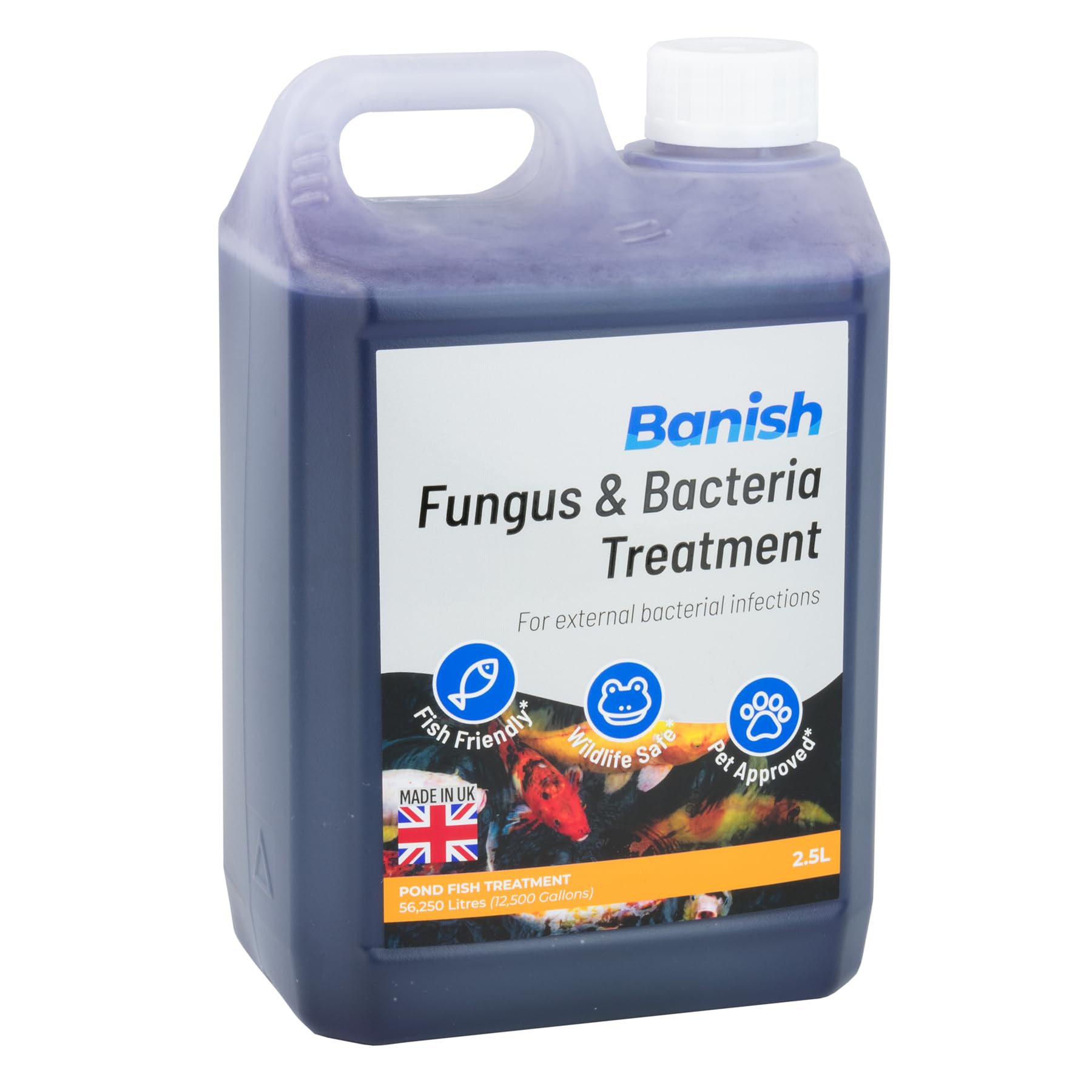 Pisces Banish Fungus & Bacteria Pond Koi Fish Treatment 2.5l for Disease & Infection