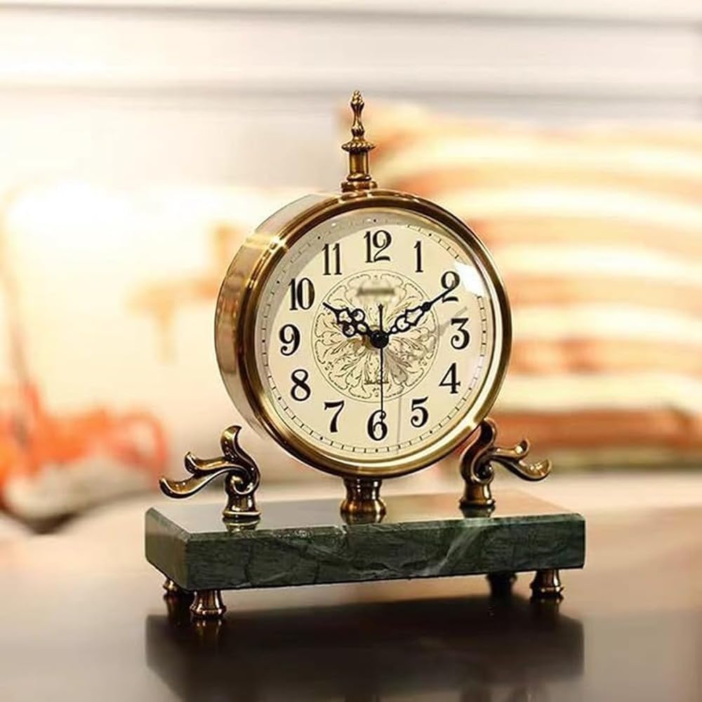 Elegante Marmoruhr, luxuriöse Vintage Schreibtischuhr, Exquisite