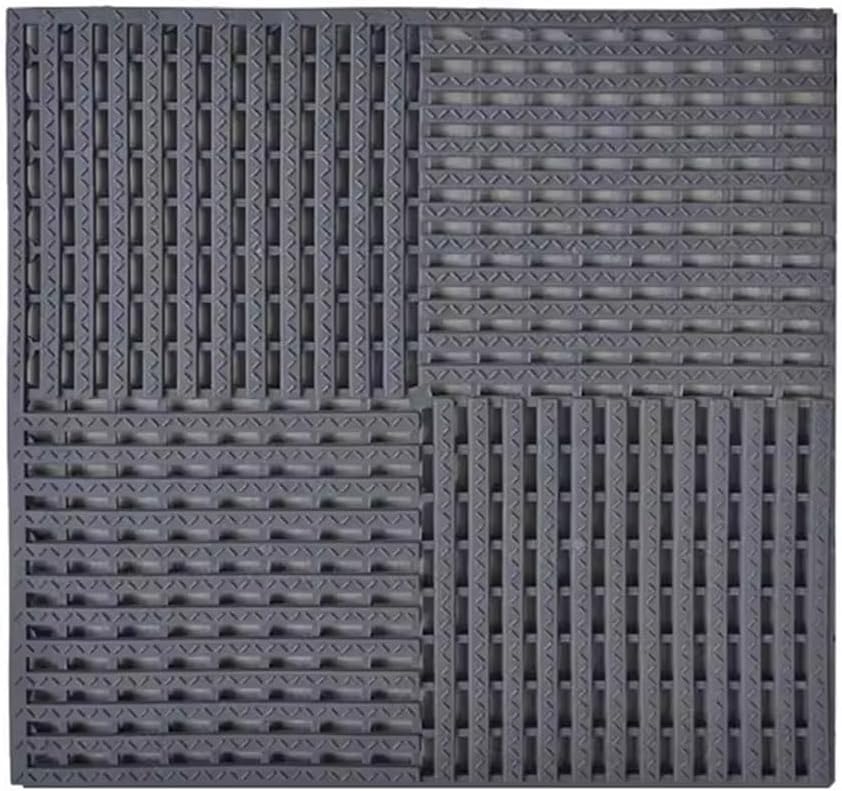 Non-Slip Mat Cushion,Modular Interlocking Cushion with Suction Cups & Drain Holes Non Slip Bathroom Bathtub Mat for Pool Shower Cabin Deck Indoor/Outdoor DIY Wet Areas/Grey/12Pcs