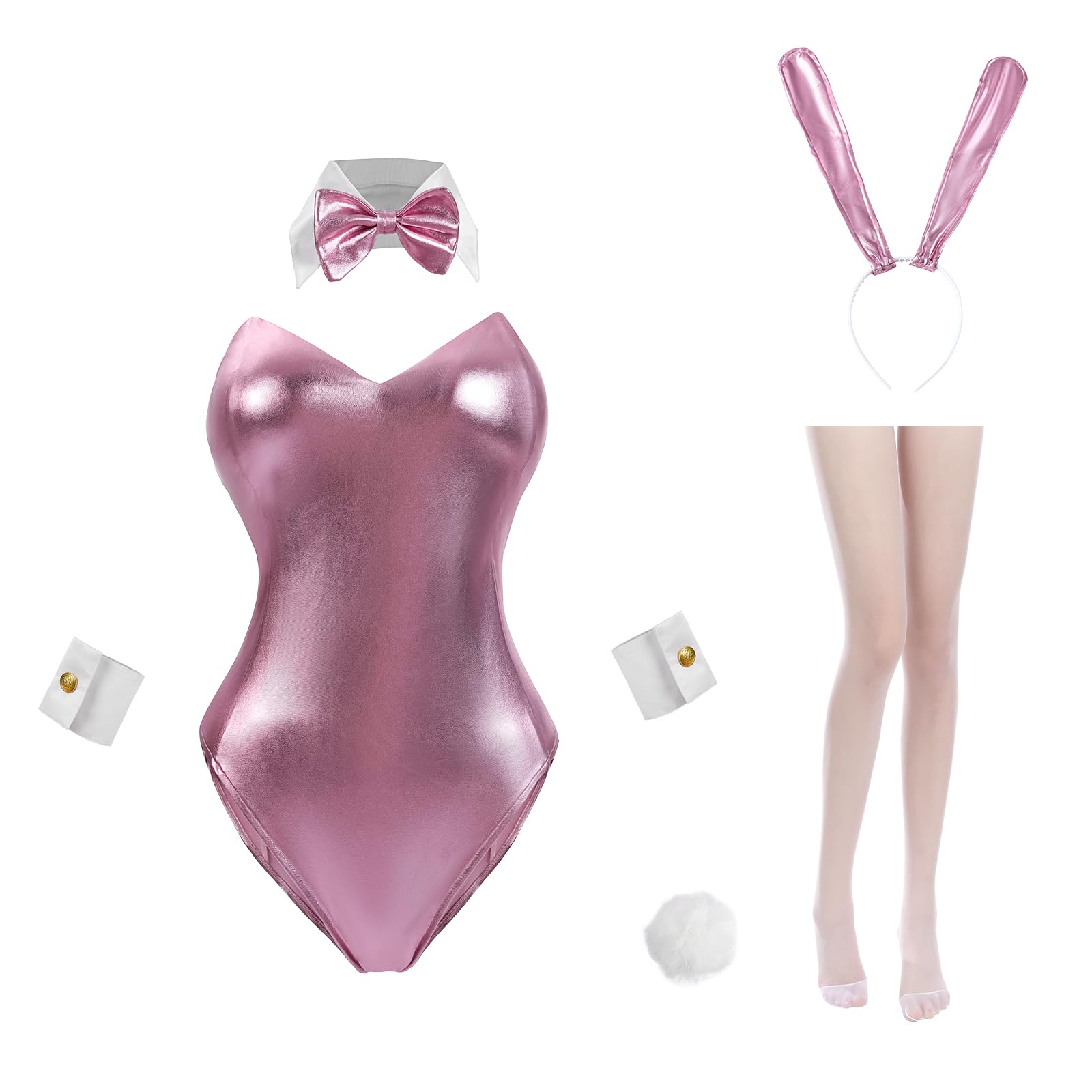 LTAKK Bunny Costume Adult Women Anime Bunny Girl Cosplay Set for Party Pink XXL