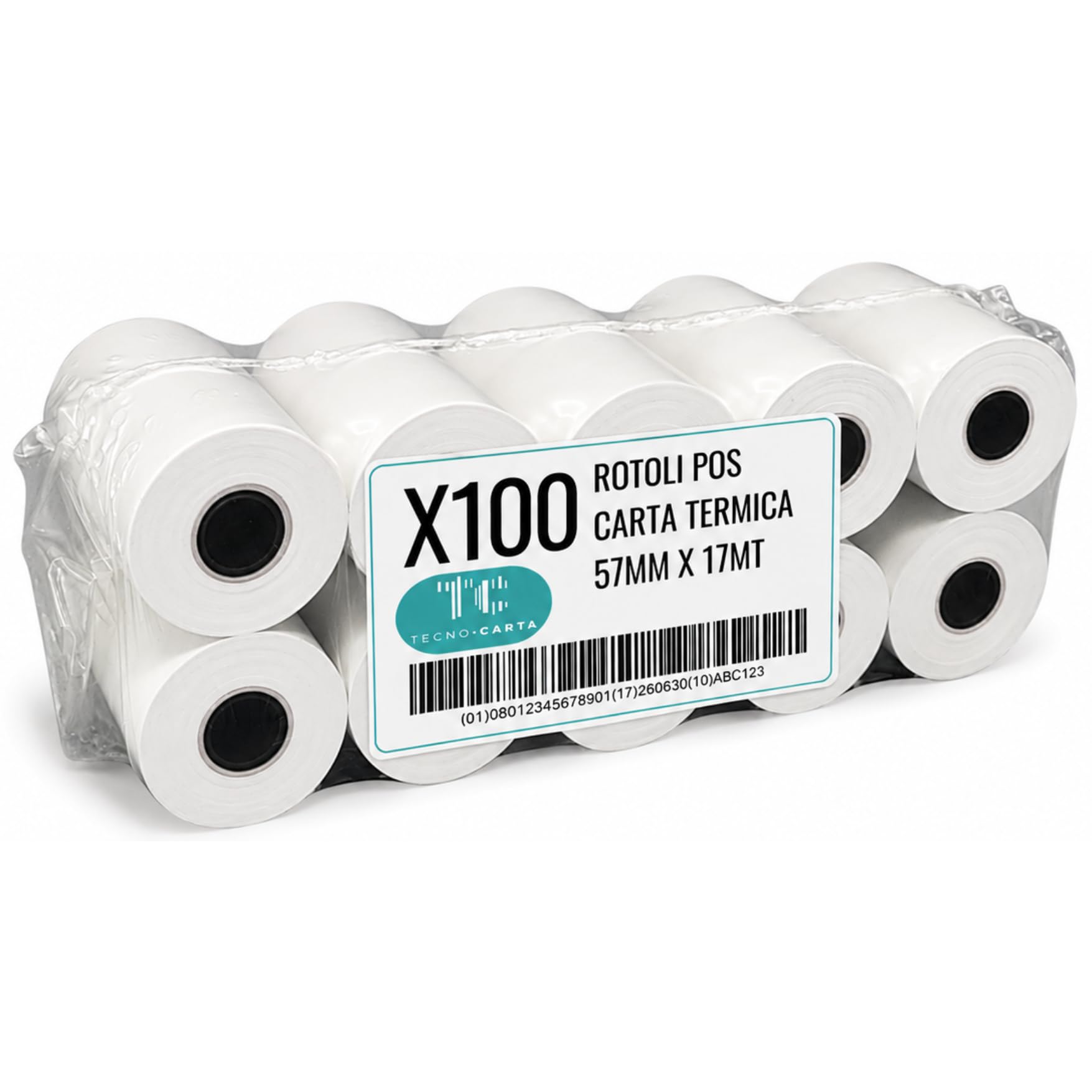 100 Rotoli POS Universali per ricevute Bancomat- 57mm x 17mt -Made in Italy
