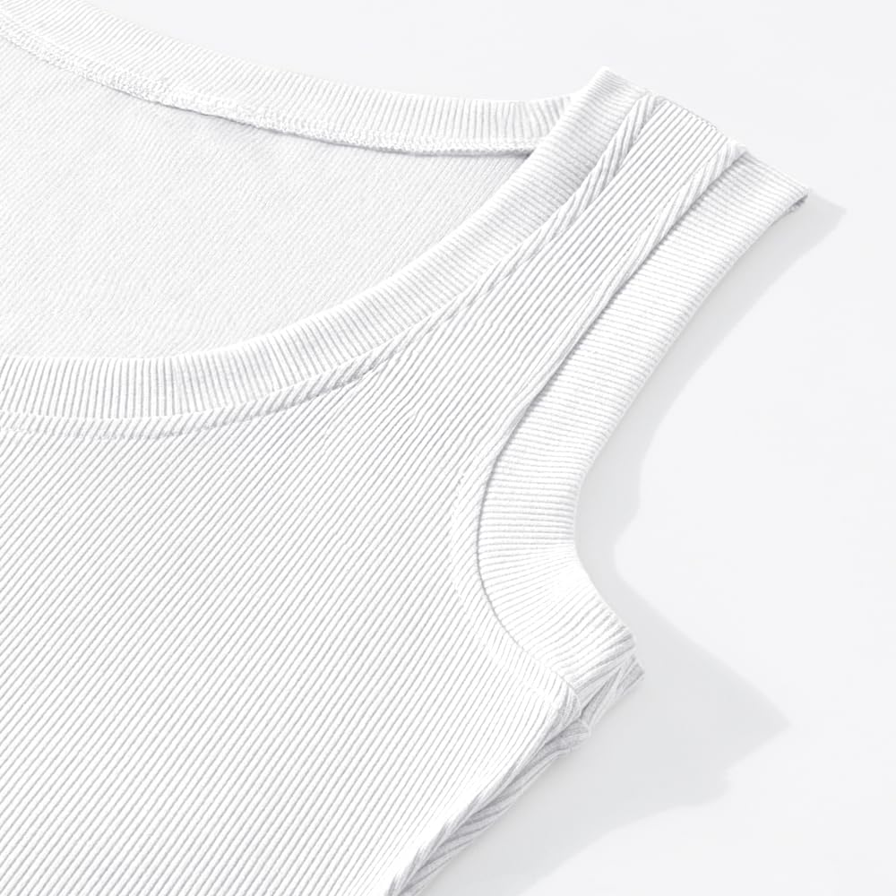 Women’s Wide Strap Ribbed Tank Tops Slim Fit Scoop Neck Sleeveless Camisole Basic Trendy Y2k Top - Image 3