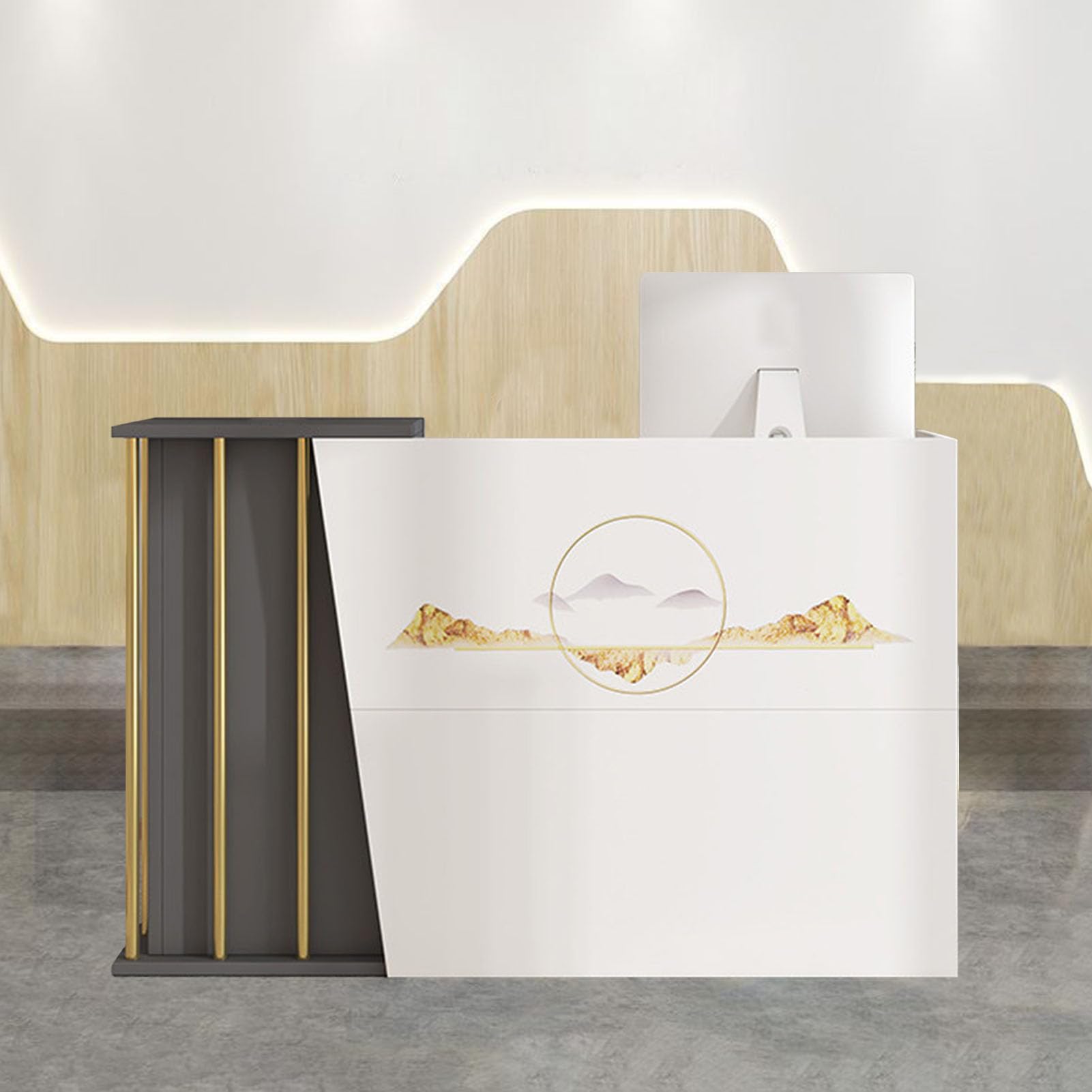 Banco Reception con Tanti Cassetti E Lucchetti Alto Tavolo Reception Banco Accoglienza Mobile Reception Parrucchiere Bancone Reception Negozio Banco Cassa al Dettaglio(Size:120CM,Color:c)