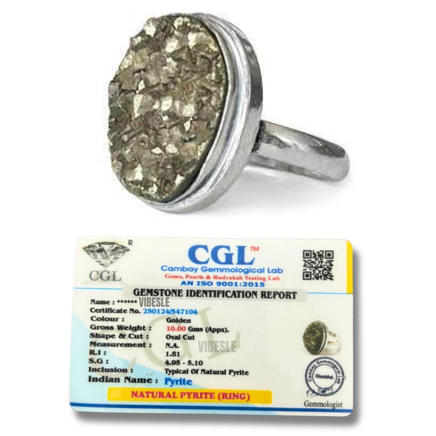 VIBESLE Original Pyrite Stone Ring - Certified Pyrite Ring for Men and Women - Natural Pirate Stone Crystal Ring for Money, Abundance, Raw Pyrite Geode adjustable With Lab Test Certificate Report (B0CYHBQQV5) Amazon Price History, Amazon Price Tracker