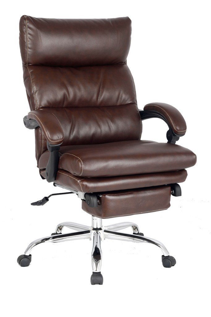 VIVA OFFICE Ergonomic Office Chair Deluxe Bonded Leather Reclining Chair With Footrest, Brown