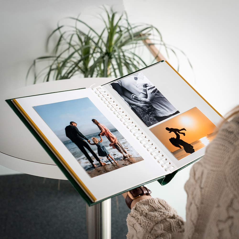 Álbum de Fotos Autoadhesivo, Personaliza tu álbum de Fotos con imágenes de Diferentes tamaños, fácil de llenar y Larga duración, Gran álbum de fotografía, (Verde, 2 x 60 páginas)